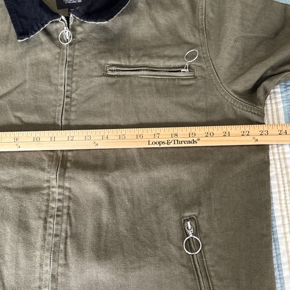 WeSC Zip Front Station Work Jacket Olive Green Canvas Mens S NWT Chore Coat - Picture 5 of 7